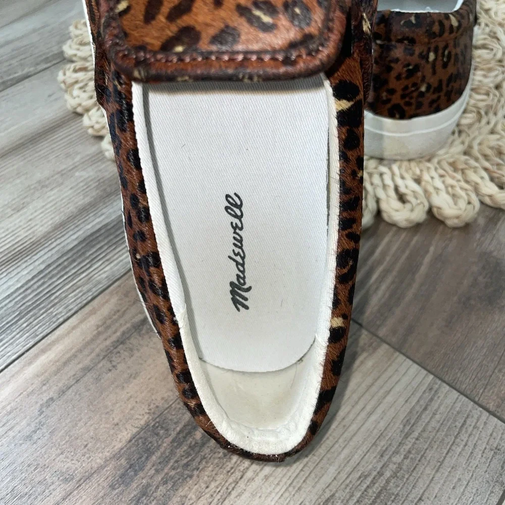 Madewell Women's 8 Sidewalk Slip On Sneakers Real Calf Hair Leopard‎ Print